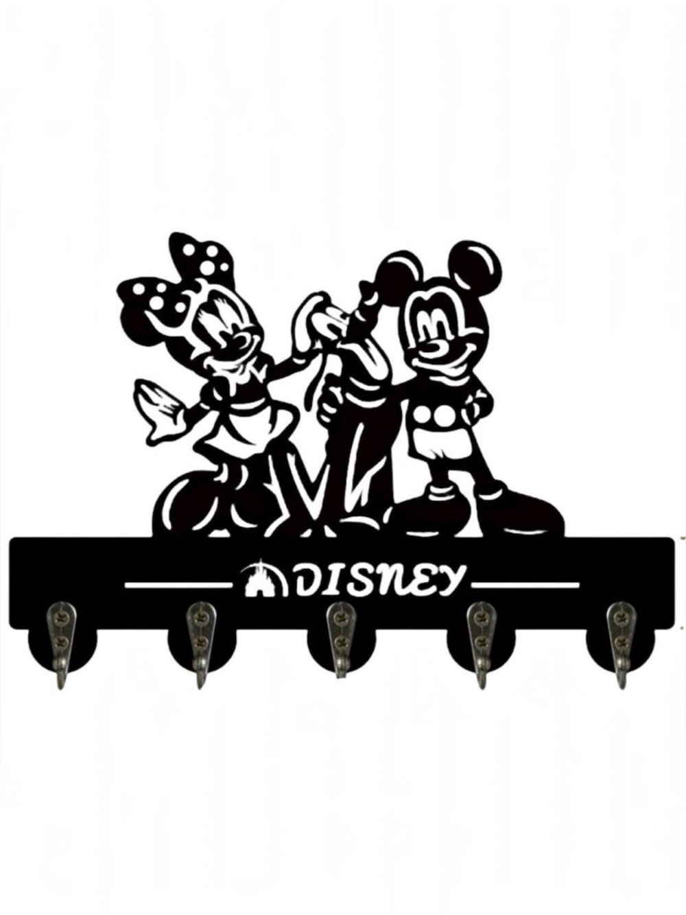 NIB NWT Disney Pluto, Mickey & Minnie Mouse Black Wooden Wall Key Holder